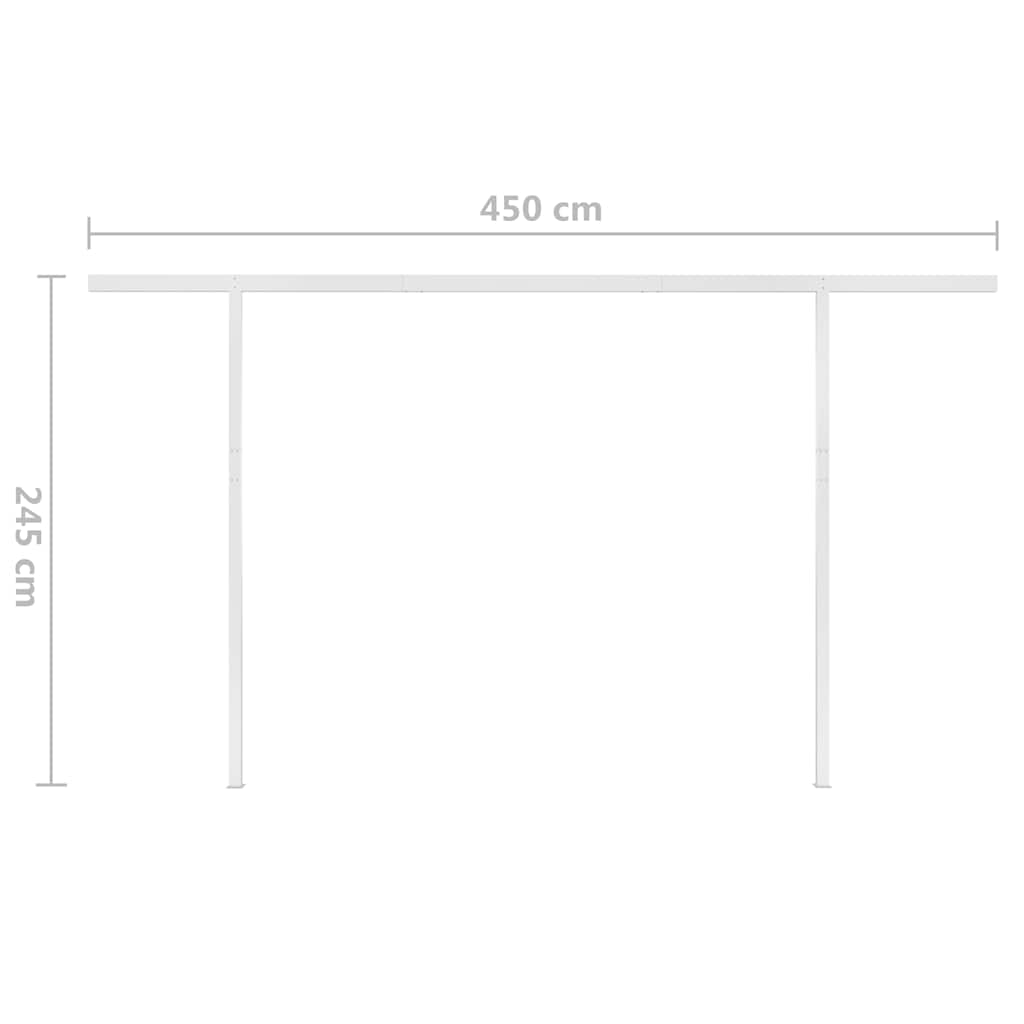 Manuell uttrekkbar markise med LED 4x3 m kremhvit