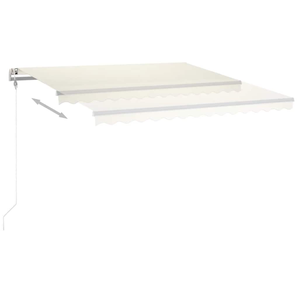 Manuell uttrekkbar markise med LED 4x3 m kremhvit