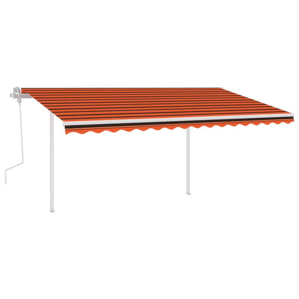 Manuell uttrekkbar markise med LED 4,5x3 m oransje og brun