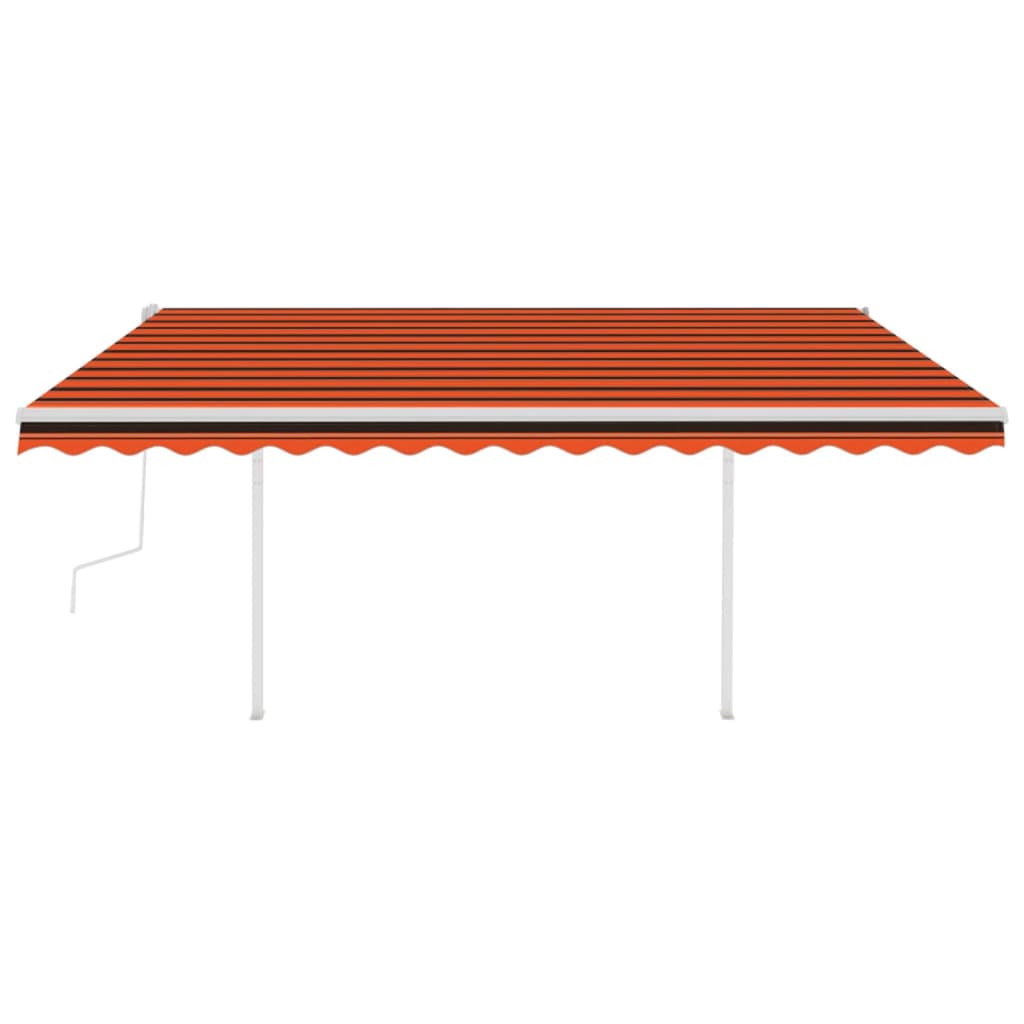 Manuell uttrekkbar markise med LED 4,5x3 m oransje og brun