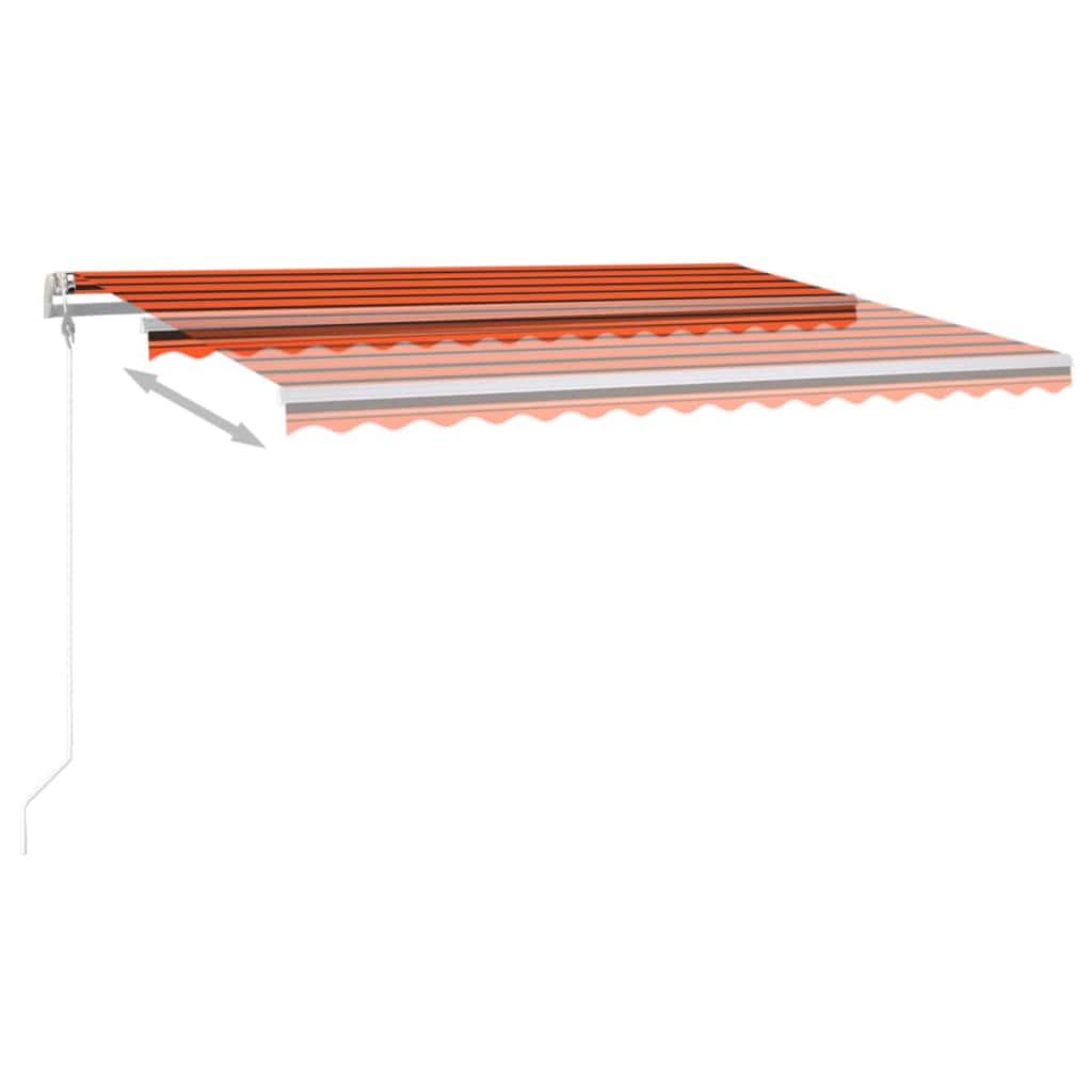 Manuell uttrekkbar markise med LED 4,5x3 m oransje og brun