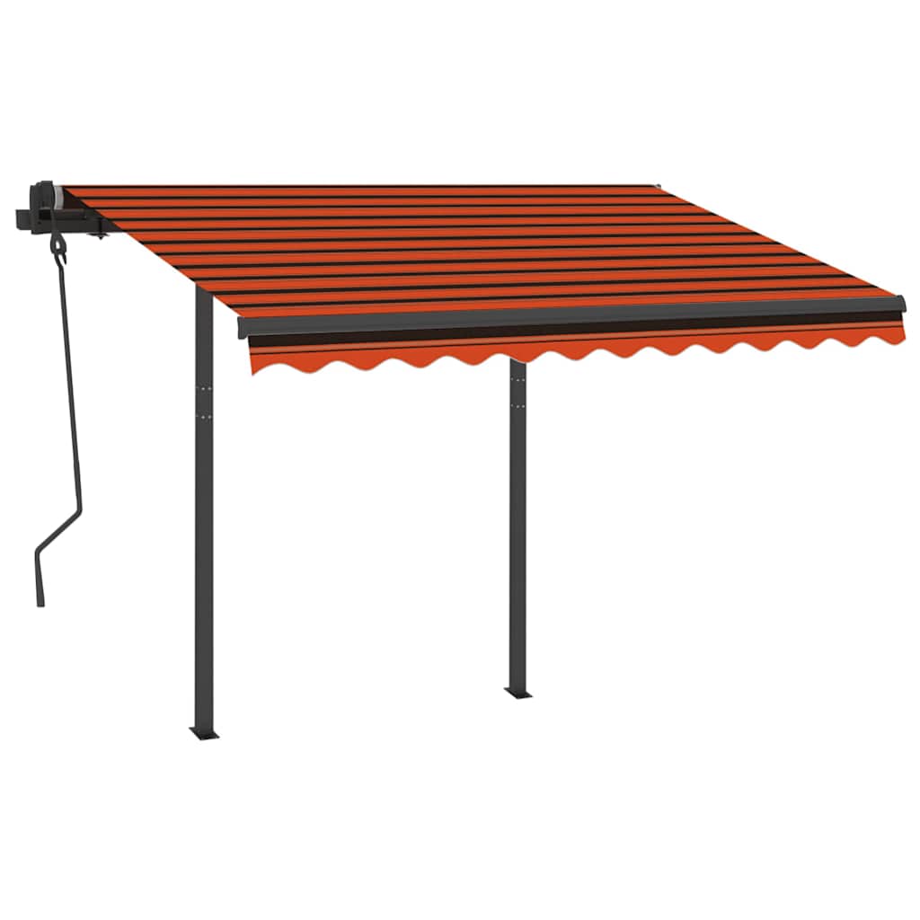 Manuell uttrekkbar markise med LED 3x2,5 m oransje og brun