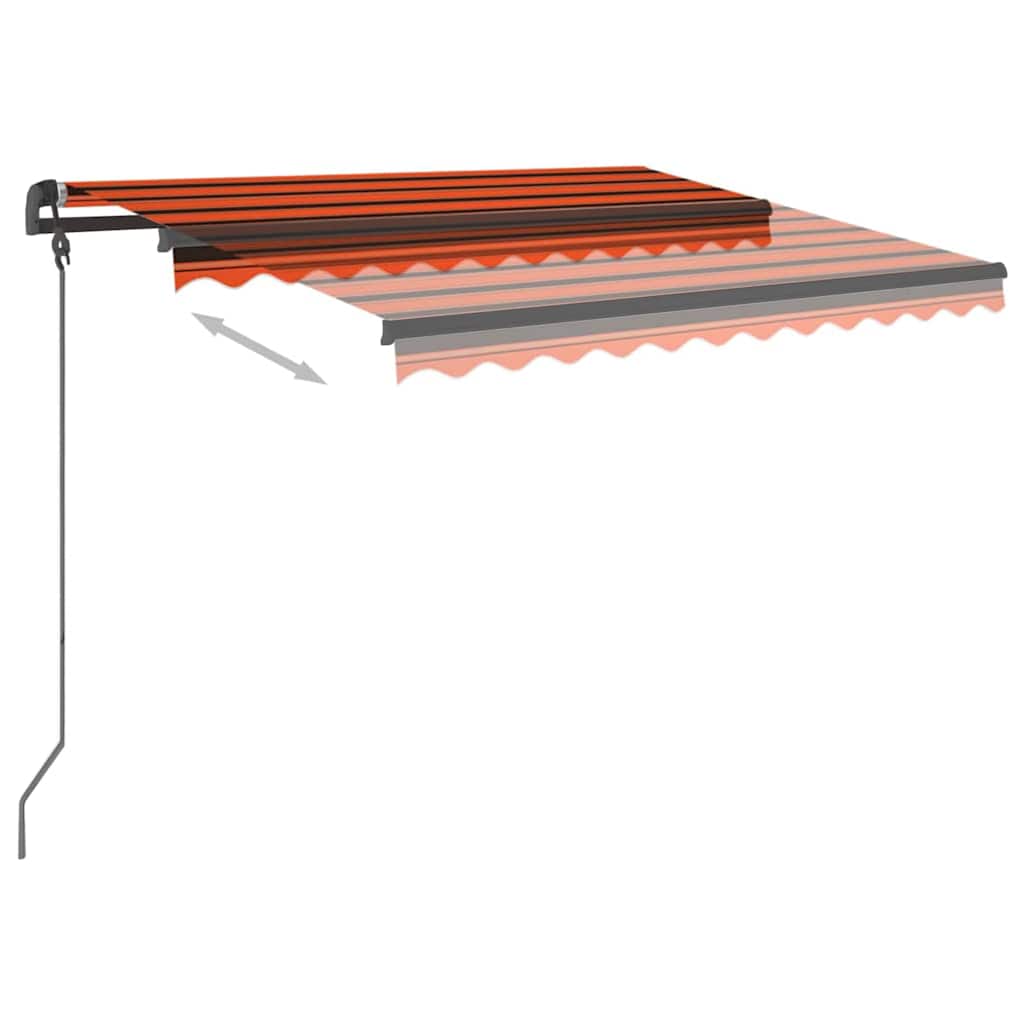 Manuell uttrekkbar markise med LED 3x2,5 m oransje og brun