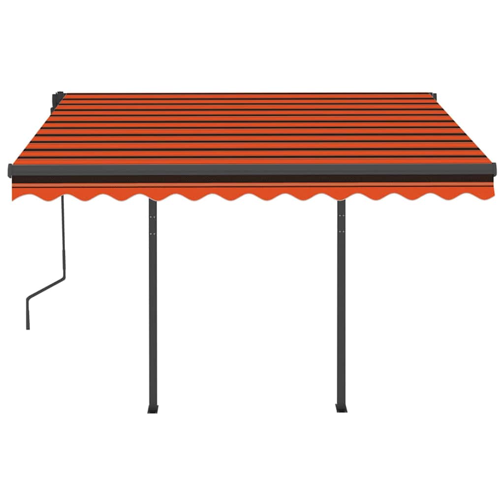 Manuell uttrekkbar markise med LED 3x2,5 m oransje og brun