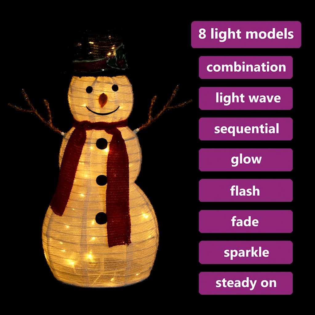Dekorativ snømannfigur med LED luksusstoff 60cm