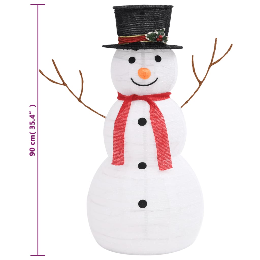 Dekorativ snømannfigur med LED luksusstoff 90cm