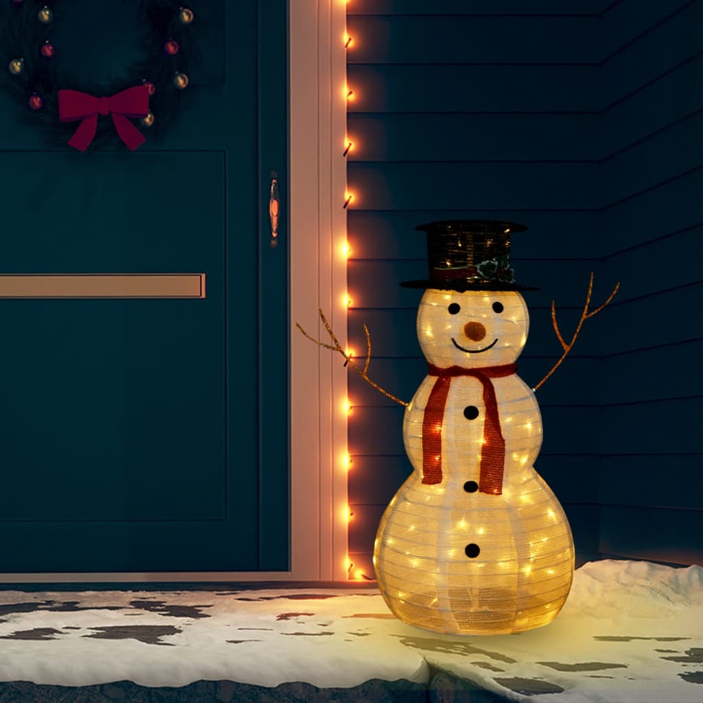 Dekorativ snømannfigur med LED luksusstoff 90cm