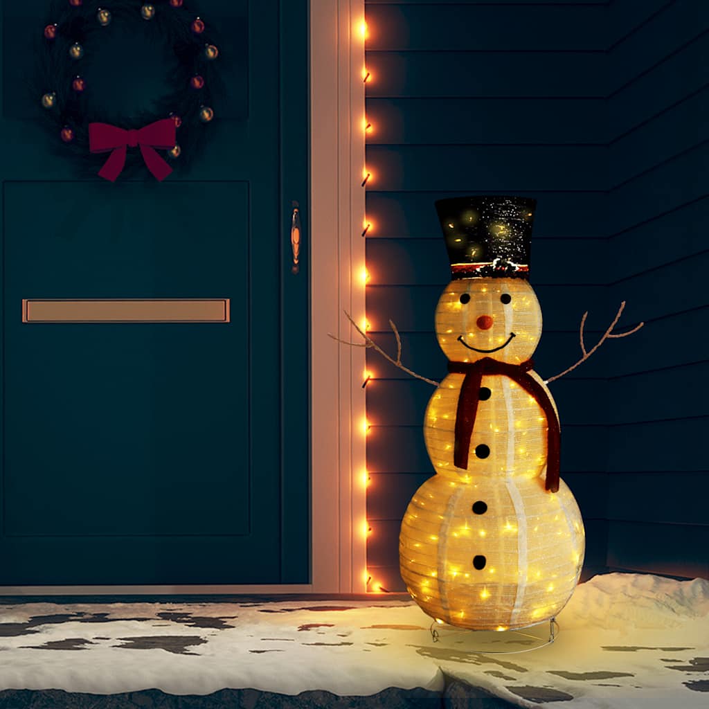 Dekorativ snømannfigur med LED luksusstoff 120cm