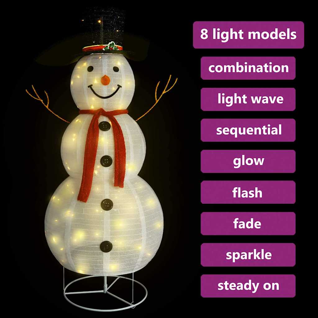 Dekorativ snømannfigur med LED luksusstoff 180cm