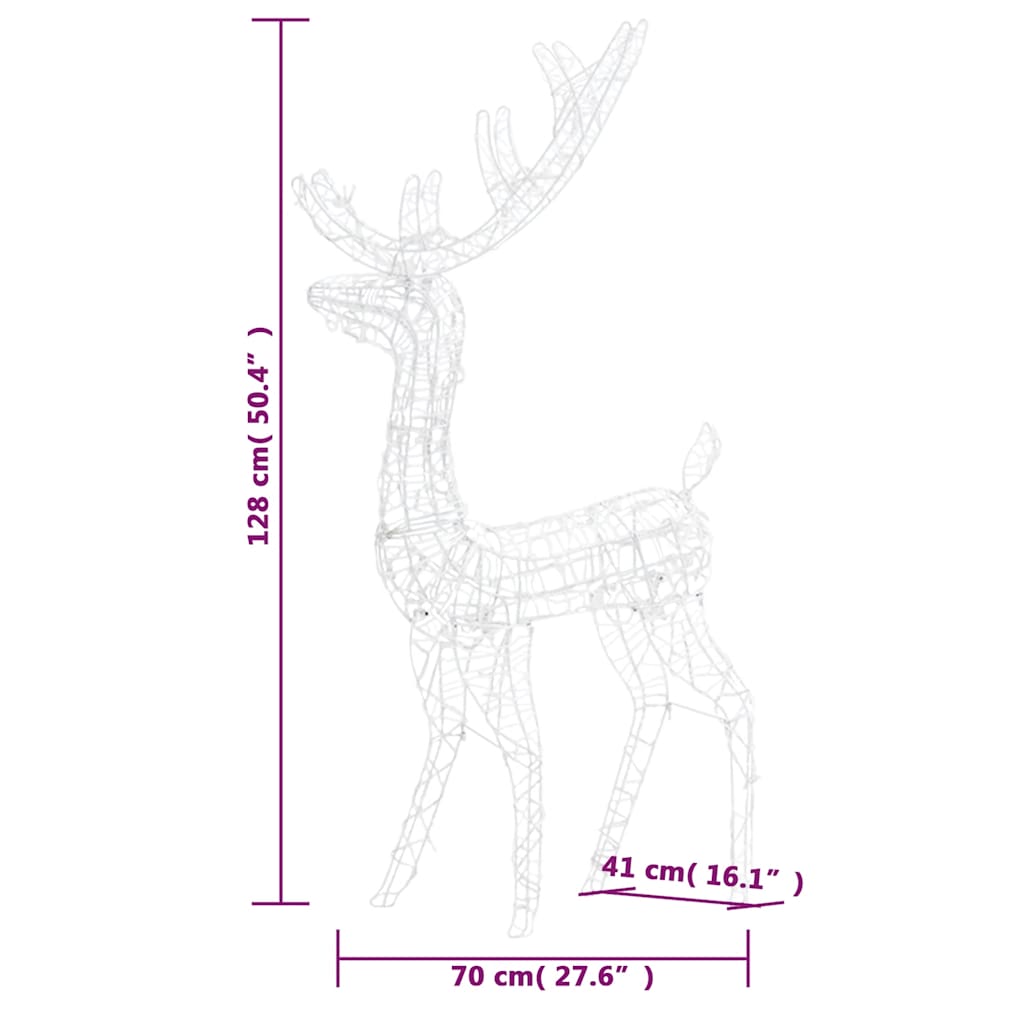 Julereinsdyr dekorasjon akryl 140 LED 120 cm varmhvit