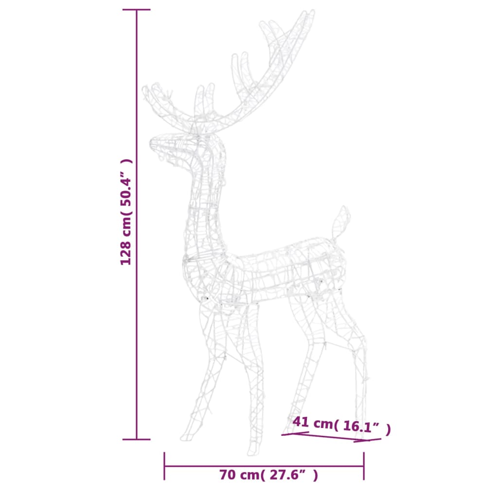 Julereinsdyr dekorasjon akryl 140 LED 140 cm blå