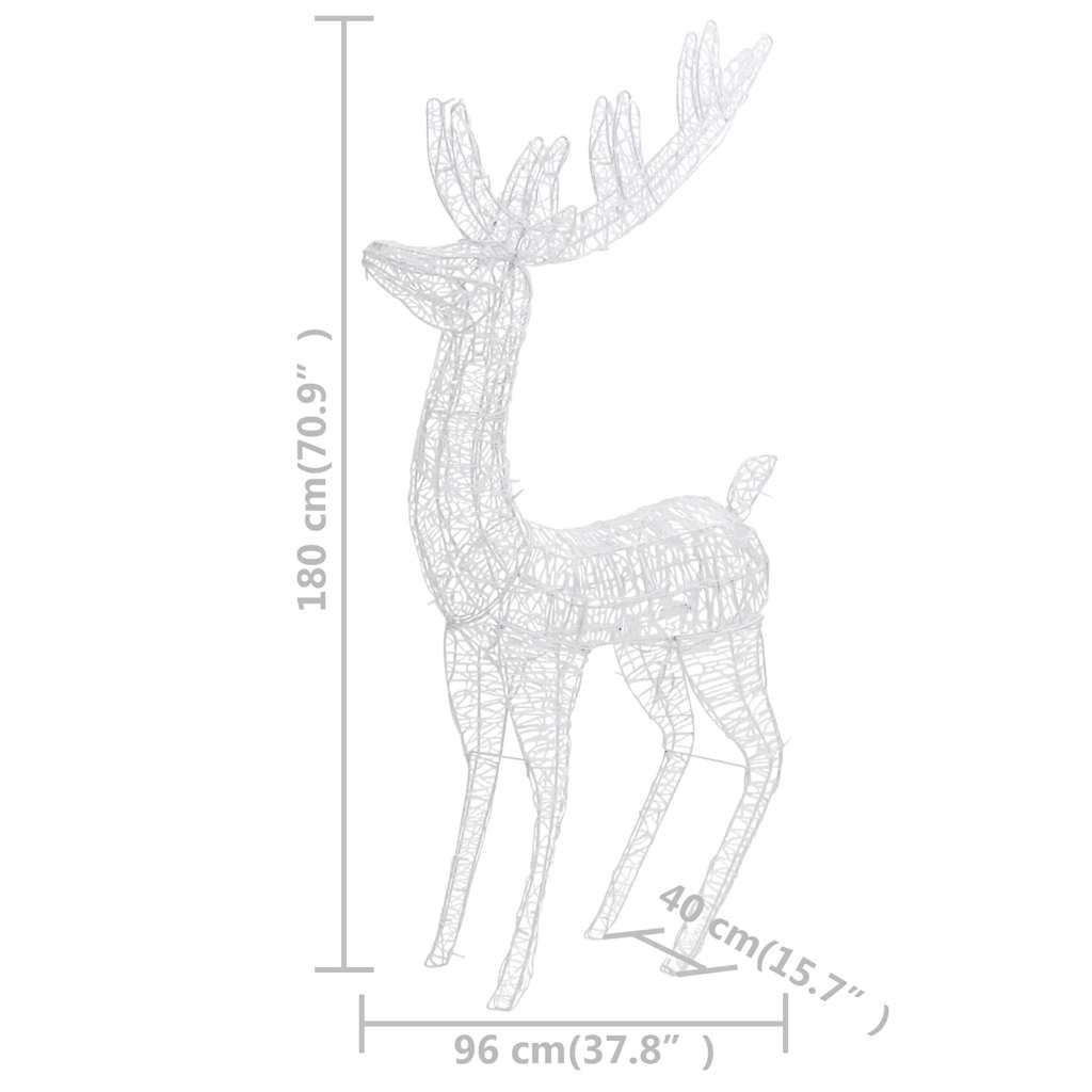 Julereinsdyr akryl 250 LED 180 cm kaldhvitt