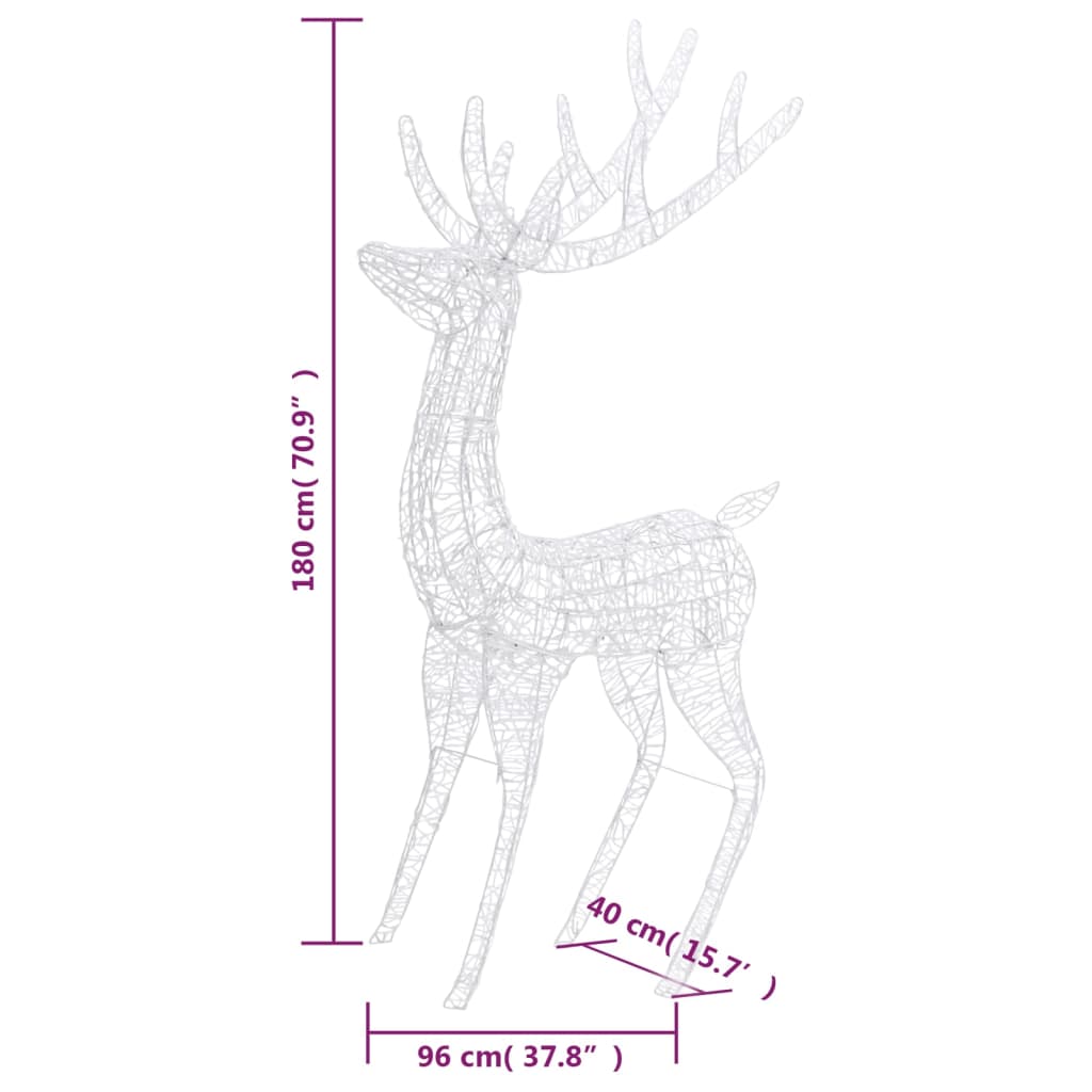 Julereinsdyr akryl 250 LED 180 cm flerfarget