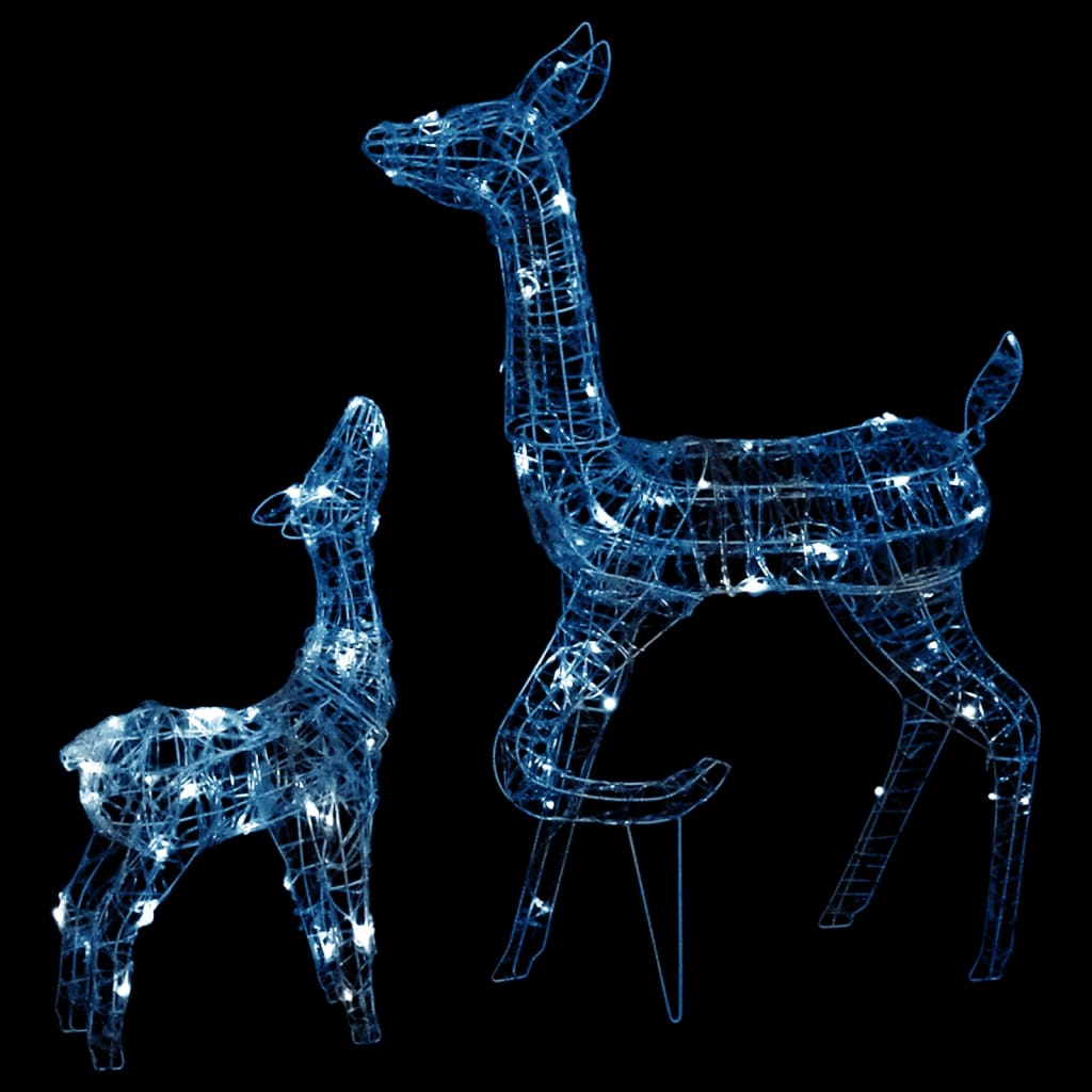 Julereinsdyrfamilie akryl 160 LED 160 cm kaldhvitt