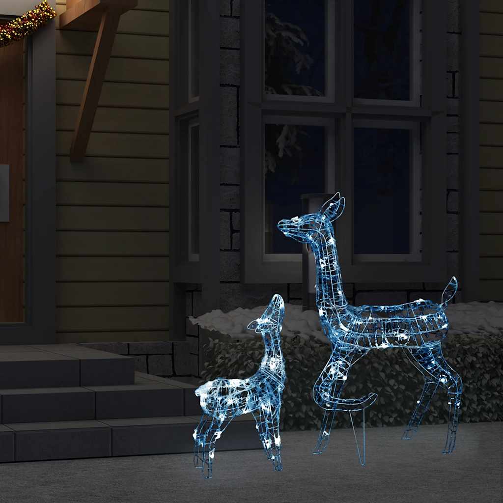 Julereinsdyrfamilie akryl 160 LED 160 cm kaldhvitt