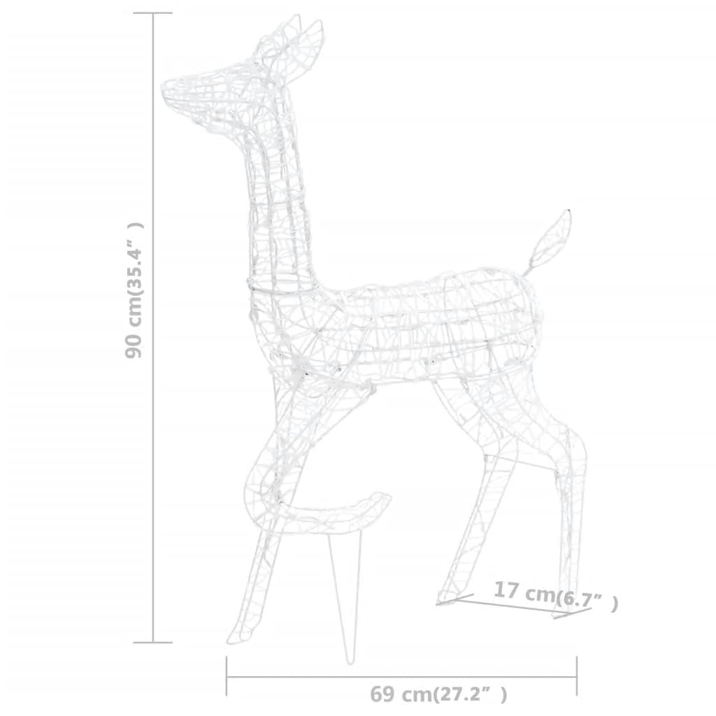 Julereinsdyrfamilie akryl 160 LED 160 cm kaldhvitt