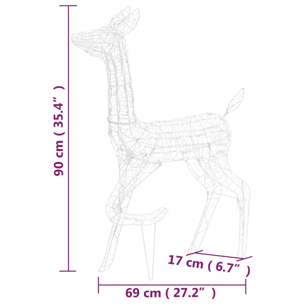 Julereinsdyrfamilie akryl 160 LED 160 cm blå