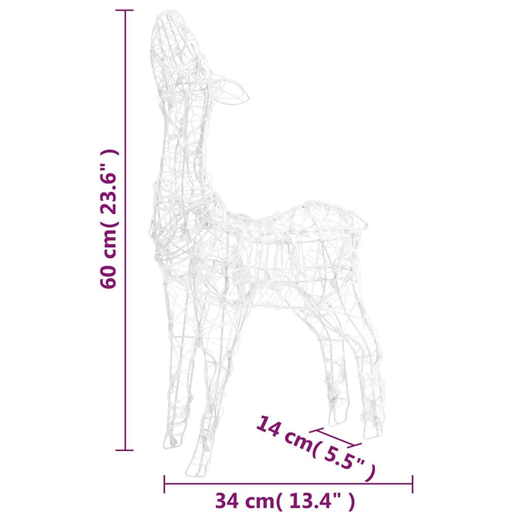 Julereinsdyrfamilie akryl 160 LED 160 cm flerfarget