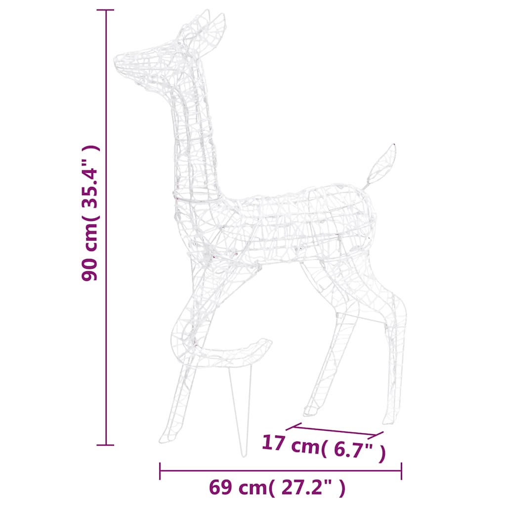 Julereinsdyrfamilie akryl 160 LED 160 cm flerfarget
