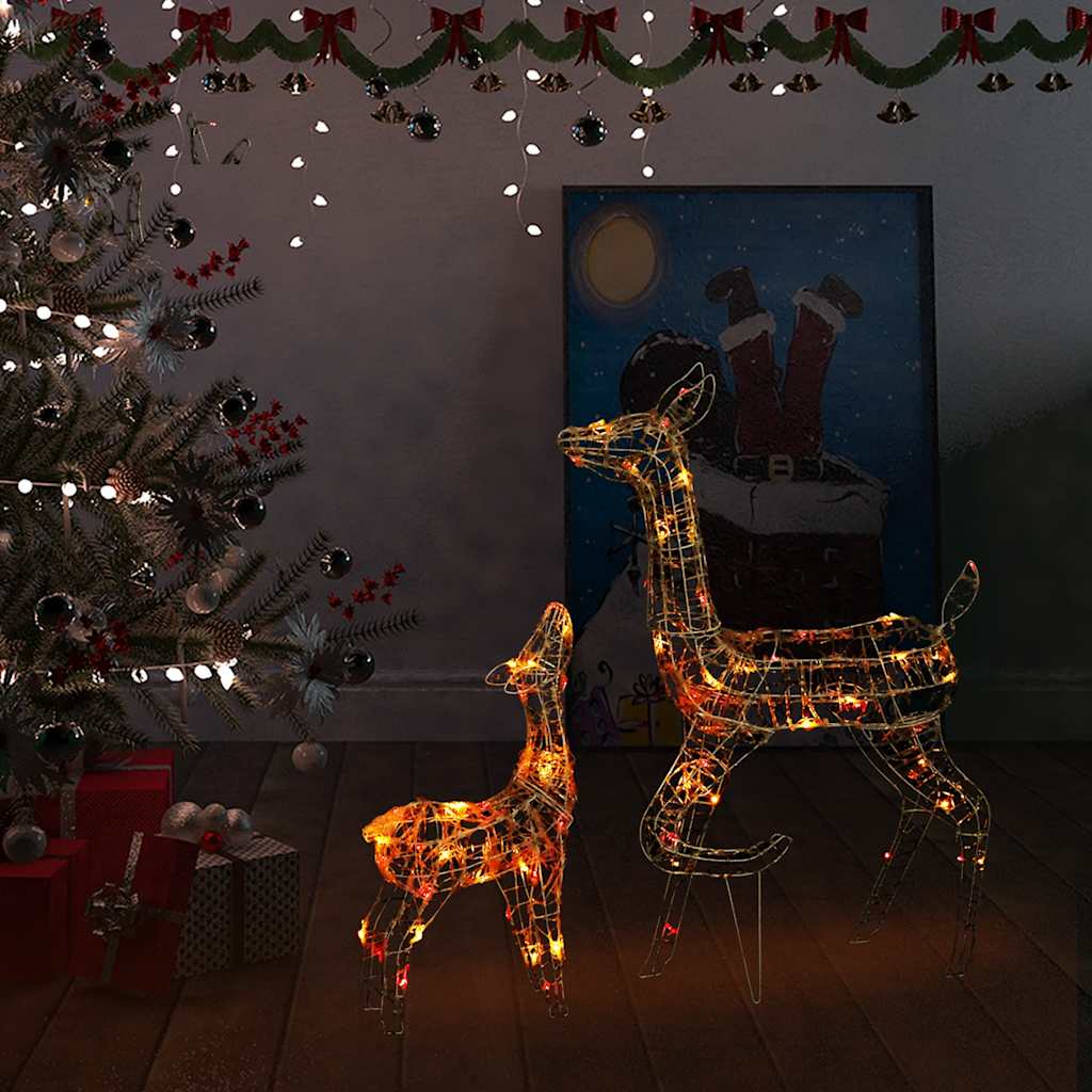 Julereinsdyrfamilie akryl 160 LED 160 cm flerfarget