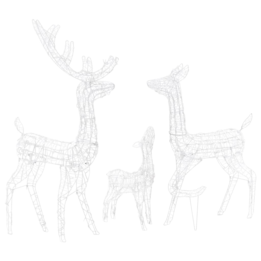 Julereinsdyrfamilie akryl 300 LED 160 cm kaldhvitt