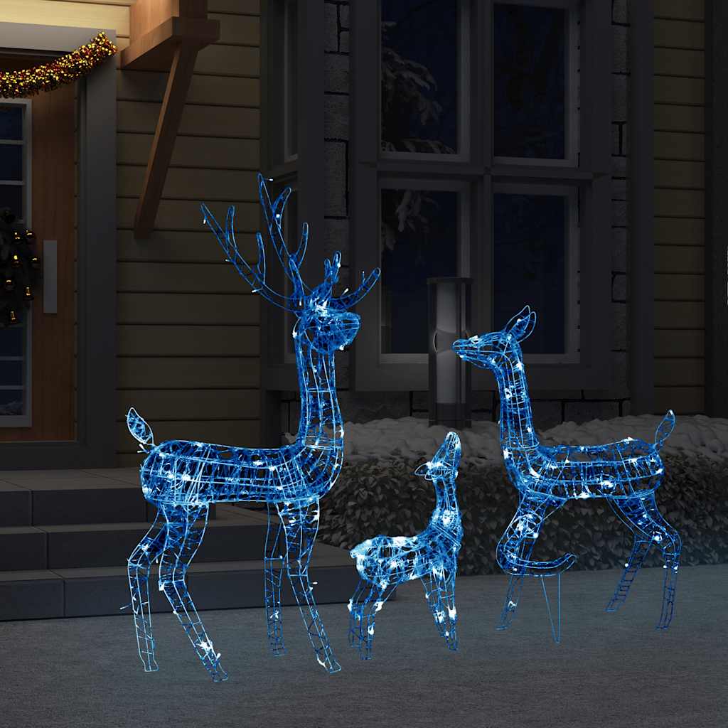 Julereinsdyrfamilie akryl 300 LED 160 cm blå