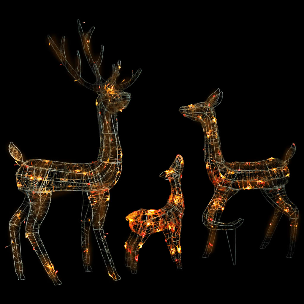Julereinsdyrfamilie akryl 160 LED 300 cm flerfarget