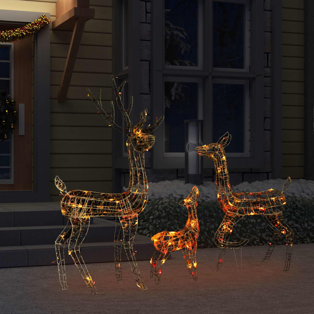 Julereinsdyrfamilie akryl 160 LED 300 cm flerfarget