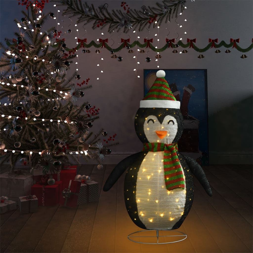 Dekorativ pingvinfigur julesnø LED luksusstoff 120 cm