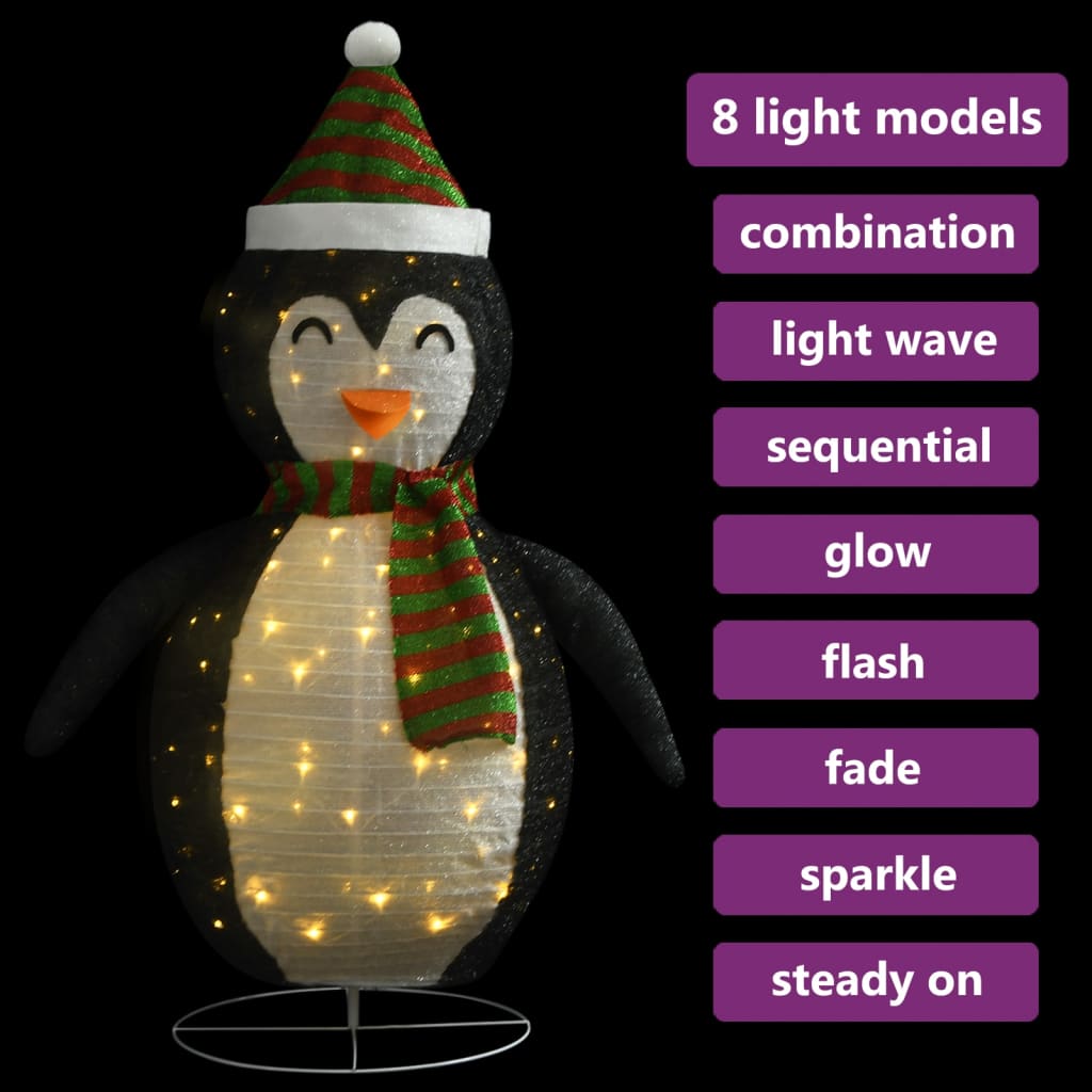 Dekorativ pingvinfigur julesnø LED luksusstoff 120 cm