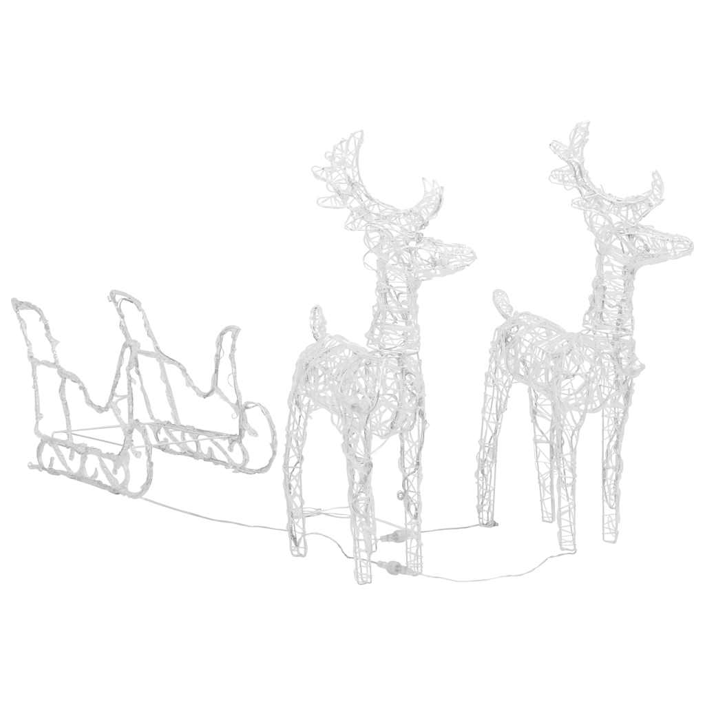 Reinsdyr og slede julepynt 160 lysdioder 130 cm akryl