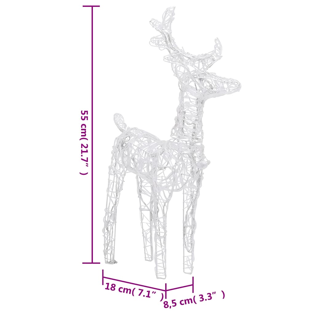Reinsdyr og slede julepynt 160 lysdioder 130 cm akryl