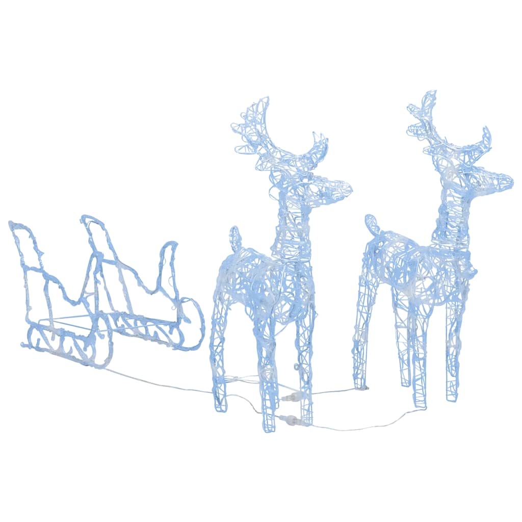 Reinsdyr og slede julepynt 160 lysdioder 130 cm akryl