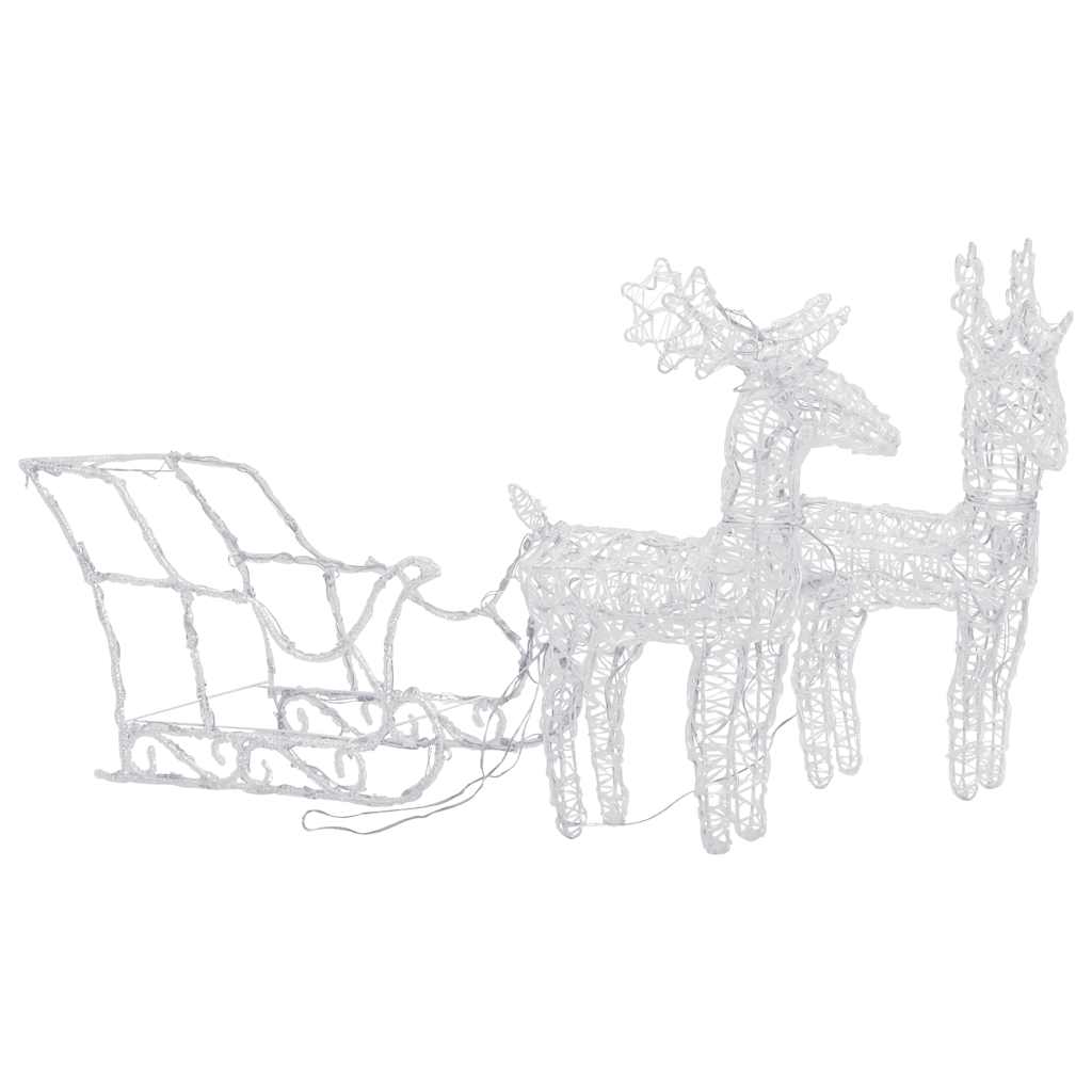 Reinsdyr og slede julepynt 160 lysdioder 130 cm akryl