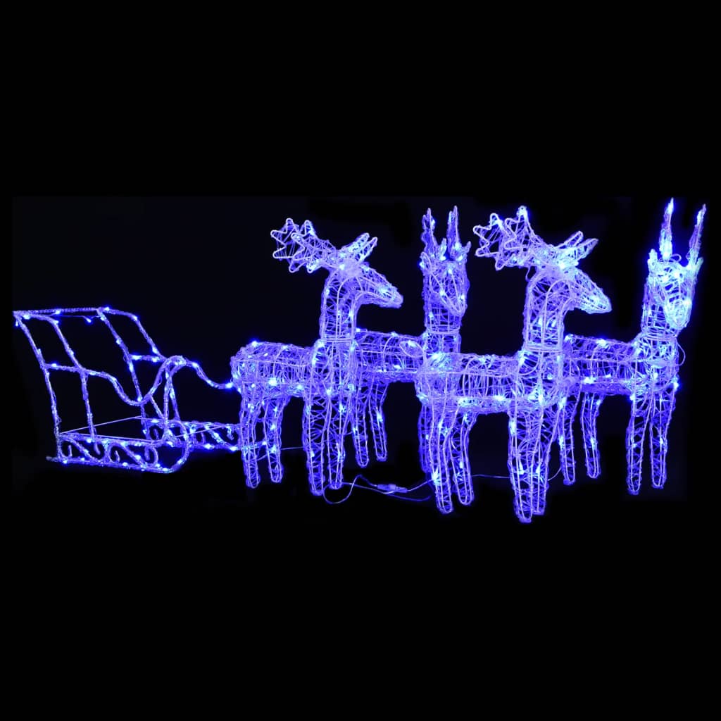 Reinsdyr og slede juledekorasjon 280x28x55 cm akryl
