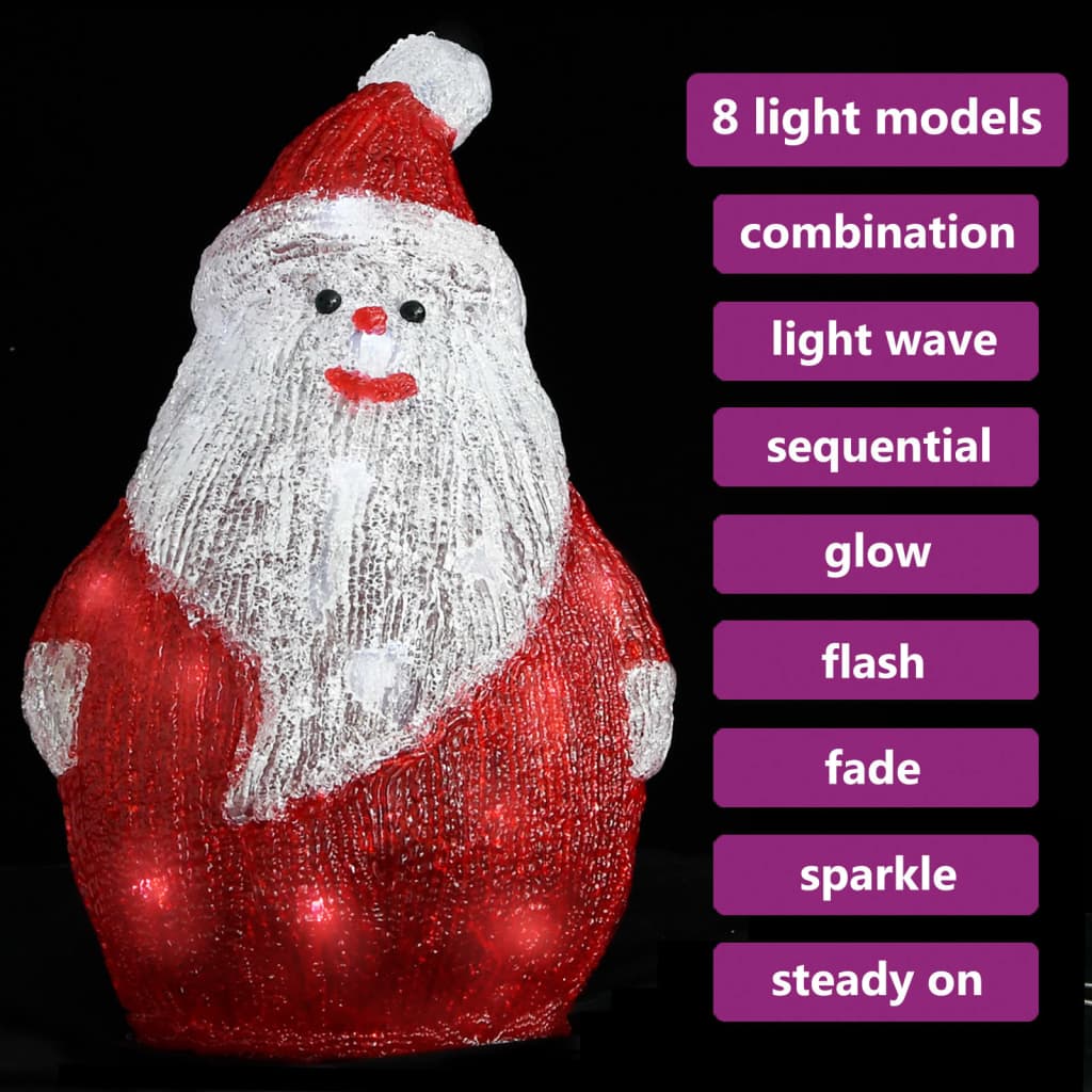 LED-julenissefigur akryl innendørs og utendørs 28cm