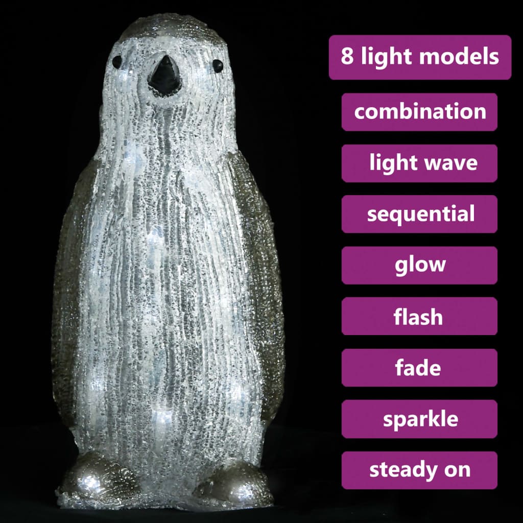 LED-pingvinfigur akryl innendørs og utendørs 30 cm