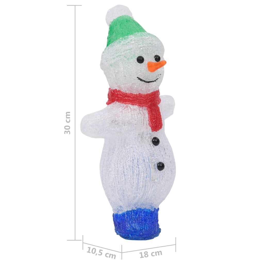 LED-snømannfigur akryl innendørs og utendørs 30 cm