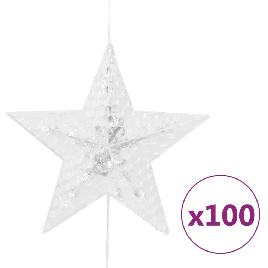 Eventyrlysgardin stjerner 500 LED kaldhvit 8 funksjoner