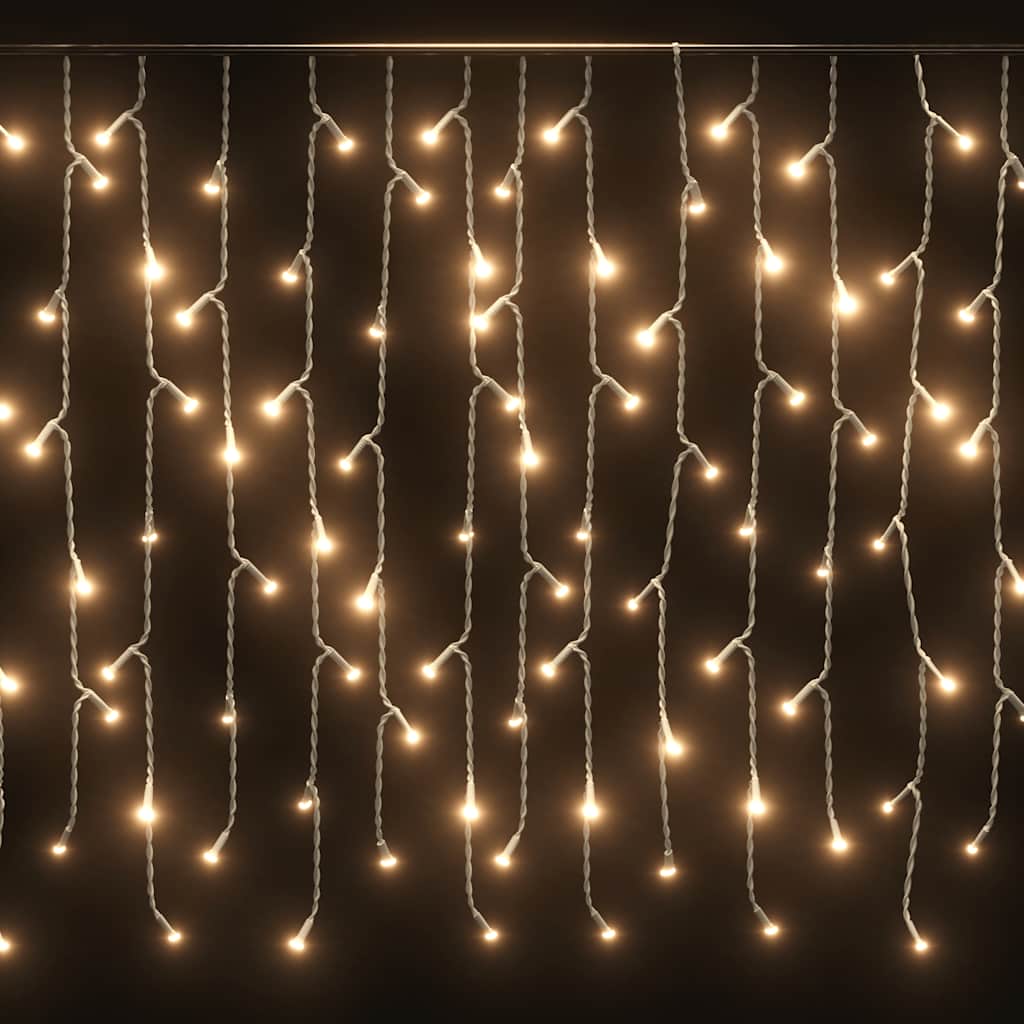 LED-lysgardin med istapper 10 m 400 LED varmhvit 8 funksjoner