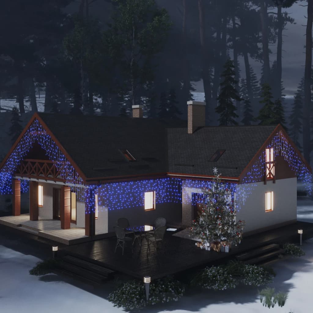 LED-lysgardin med istapper 10 m 400 LED blå 8 funksjoner