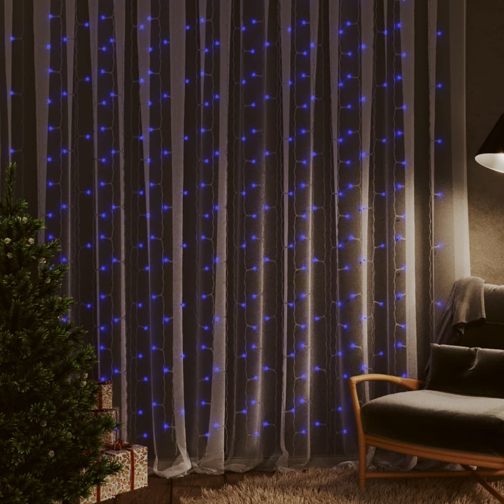 LED-eventyrlysgardin 3x3m 300 LED blå 8 funksjoner