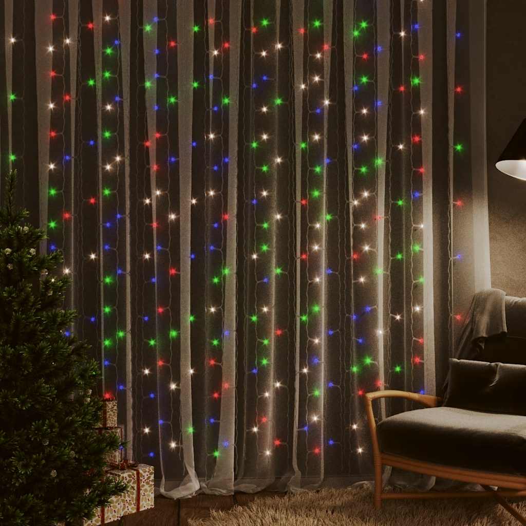 Eventyrlysgardin 3x3 m 300 LED flerfarget 8 funksjoner