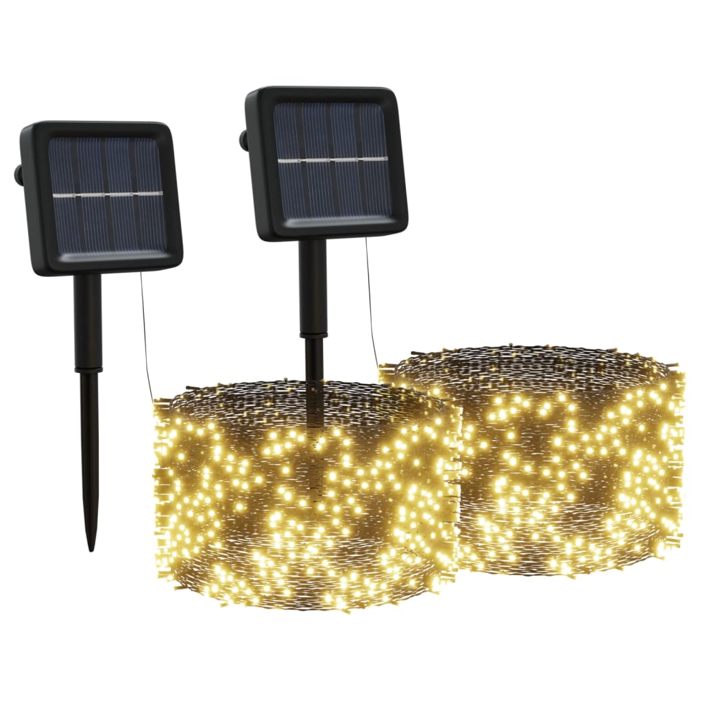 Soldrevne lysslynger 2stk 2x200 LED varmhvit innendørs utendørs