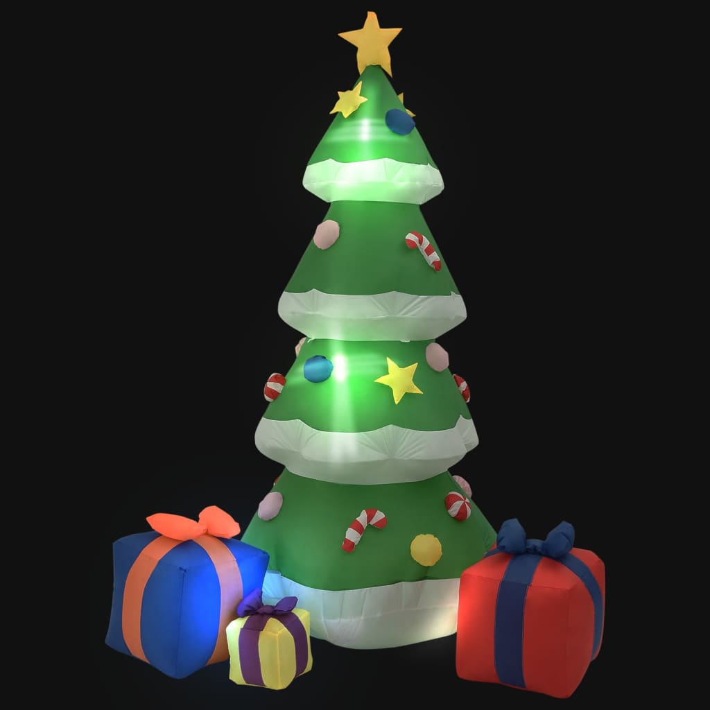 Oppblåsbart juletre med LED innendørs utendørs 240 cm