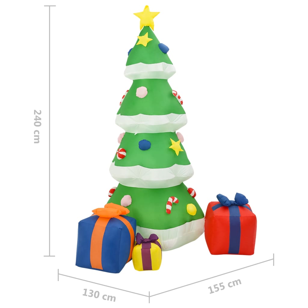 Oppblåsbart juletre med LED innendørs utendørs 240 cm