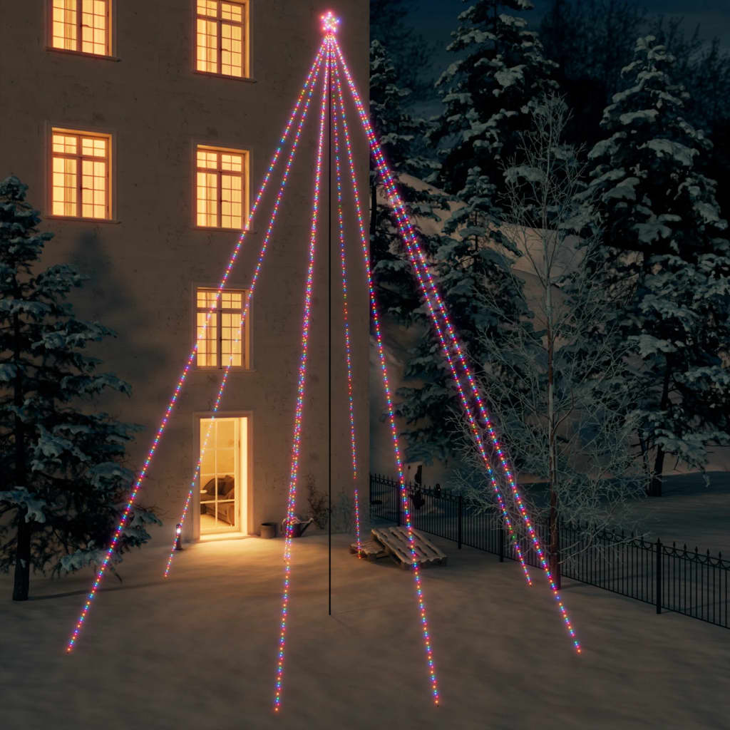 Juletrelys innendørs utendørs 1300 LED flerfarget 8 m