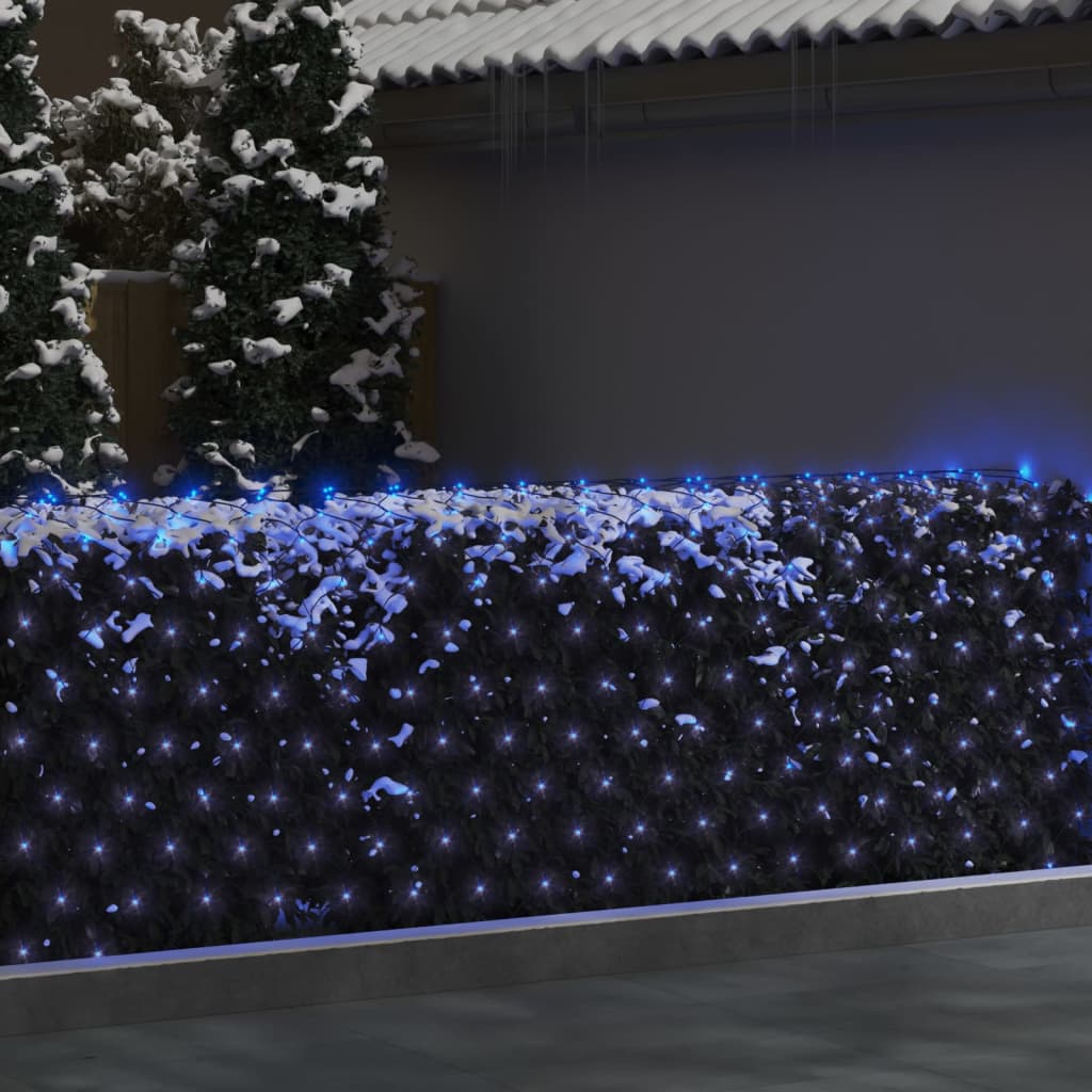 Julenettlys blå 3x2 m 204 lysdioder innendørs og utendørs