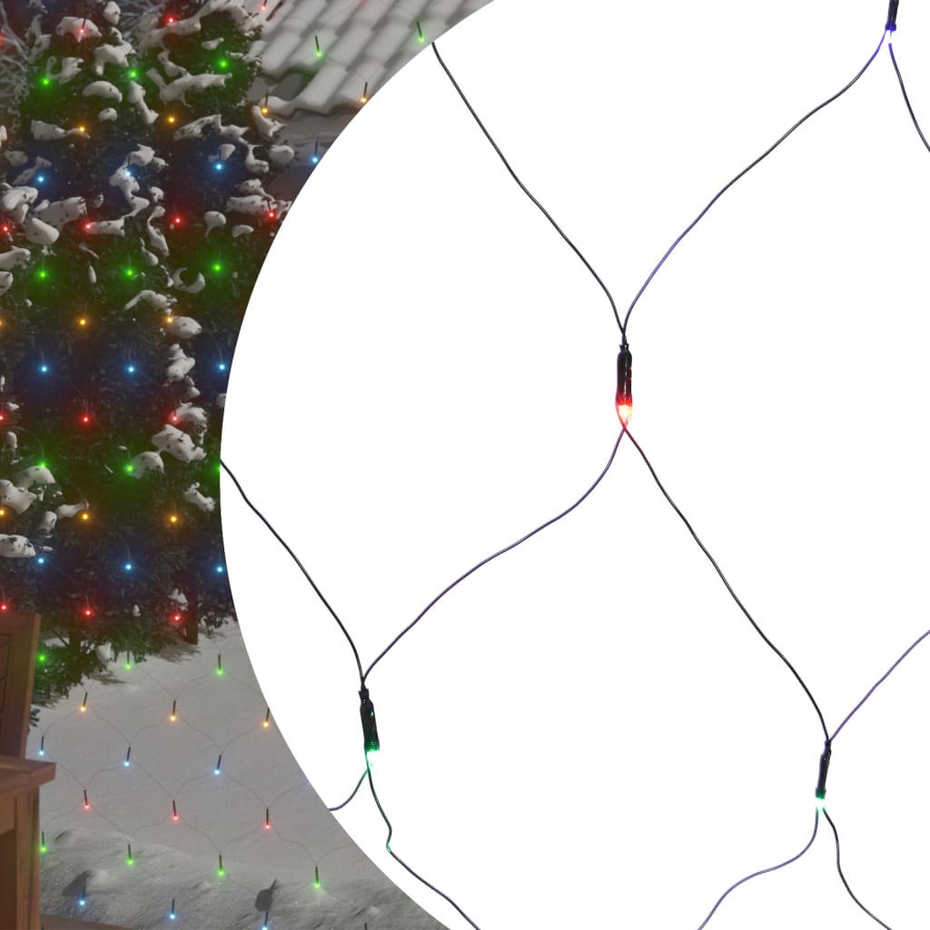 Julenettlys flerfarget 3x2 m 204 lysdioder innendørs og utendørs