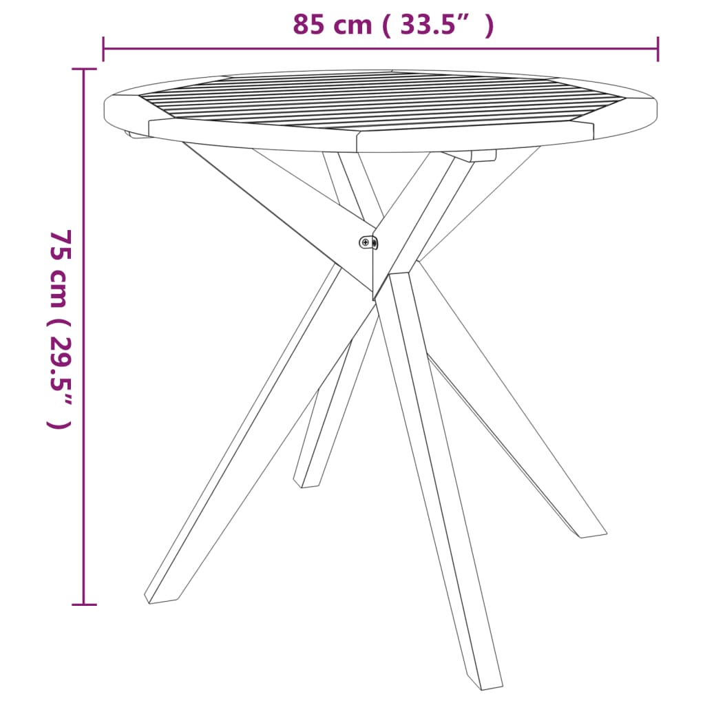 Hagebord 85x85x75 cm heltre akasie